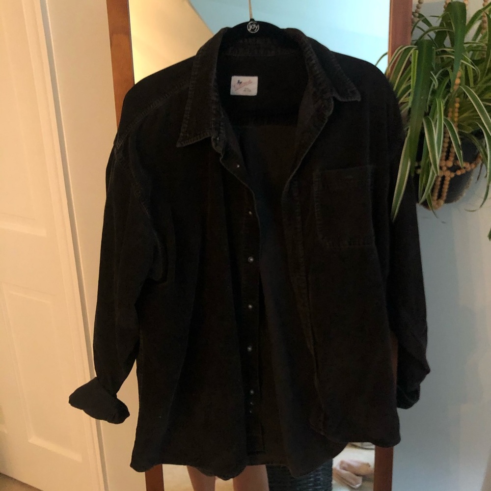 Black vintage corduroy button up